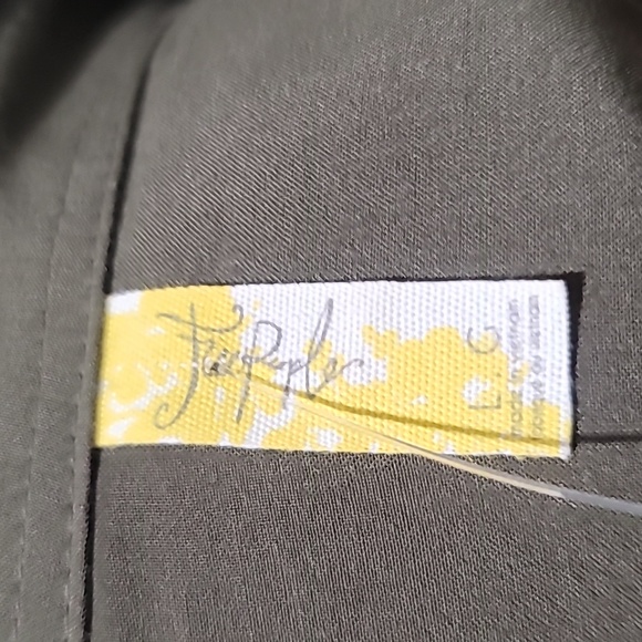 FREE PEOPLE Large Olive Green Button Down Bat Wing Bohemian Hippie Rayon Blouse - Picture 3 of 16